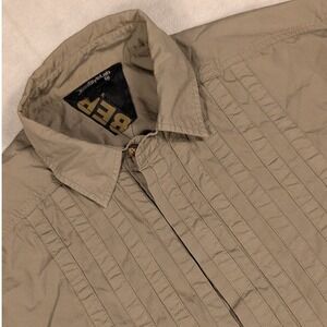 Diesel Style Lab Mens XXL Pleated Bib Button Down Shirt Khaki Made in Italy